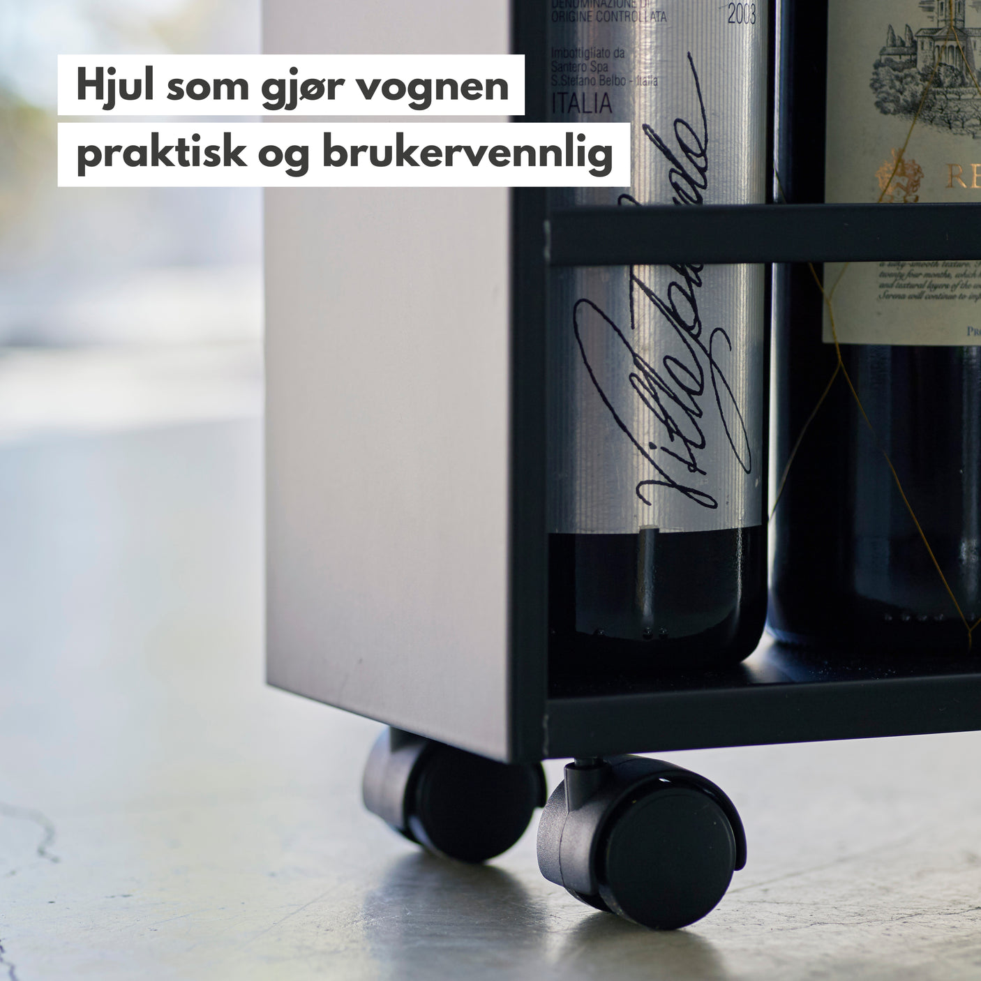 Kjøkkenvogn med håndtak sort