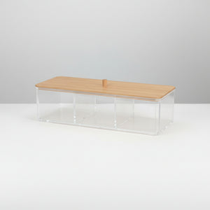 Oppbevaringsboks med lokk - romslig transparent organizer for sminkebord og bad