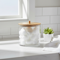 Oppbevaringsboks med bambuslokk 9,5 x 9,5 cm