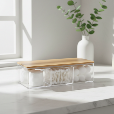 Oppbevaringsboks med bambuslokk 23x9,5x6,5 cm