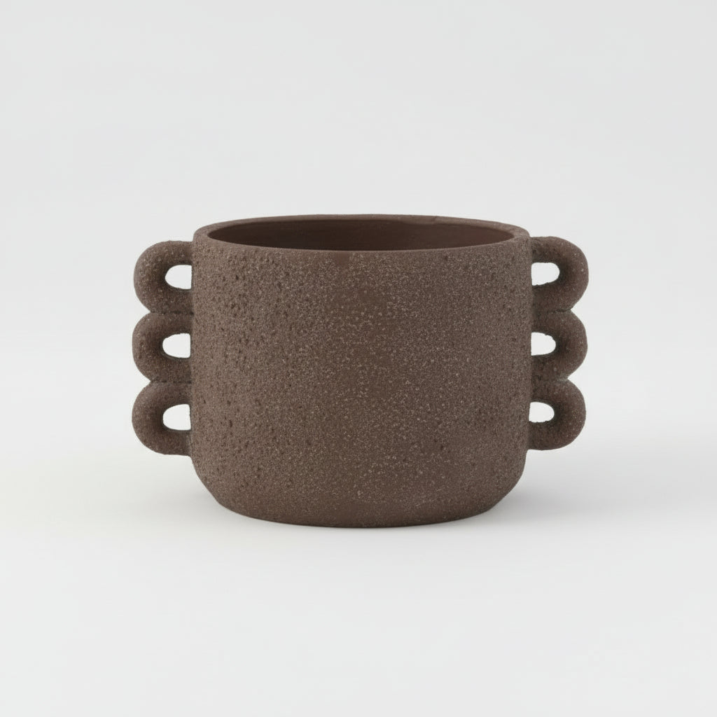 Blomsterpotte Celia i brun keramikk, 24 cm medium potte med elegant design
