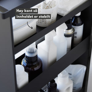 Oppbevaringsvogn på hjul sort 80,5 x 45,5 cm