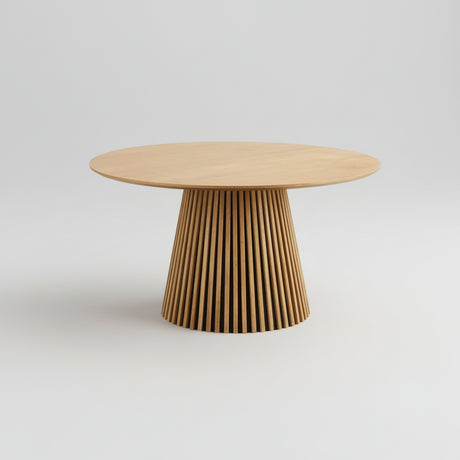 "Kvadratisk bilde av rundt Osaka spisebord 140 cm i natur eikefiner med lamellsokkel"