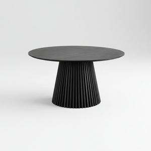 "Kvadratisk bilde av rundt Osaka spisebord 140 cm i svart eikefiner med lamellsokkel"