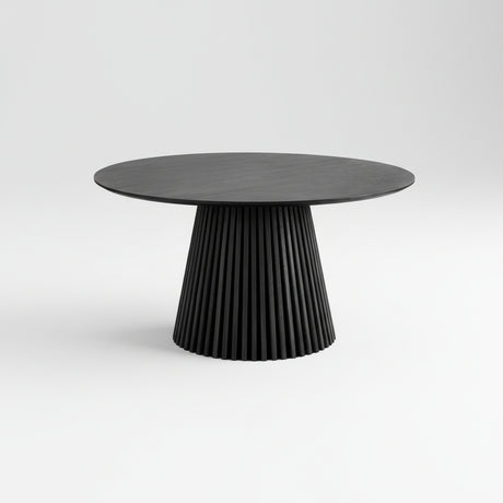 "Kvadratisk bilde av rundt Osaka spisebord 140 cm i svart eikefiner med lamellsokkel"