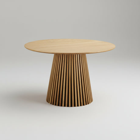 "Kvadratisk bilde av rundt Osaka spisebord 120 cm i natur eikefiner med lamellsokkel"