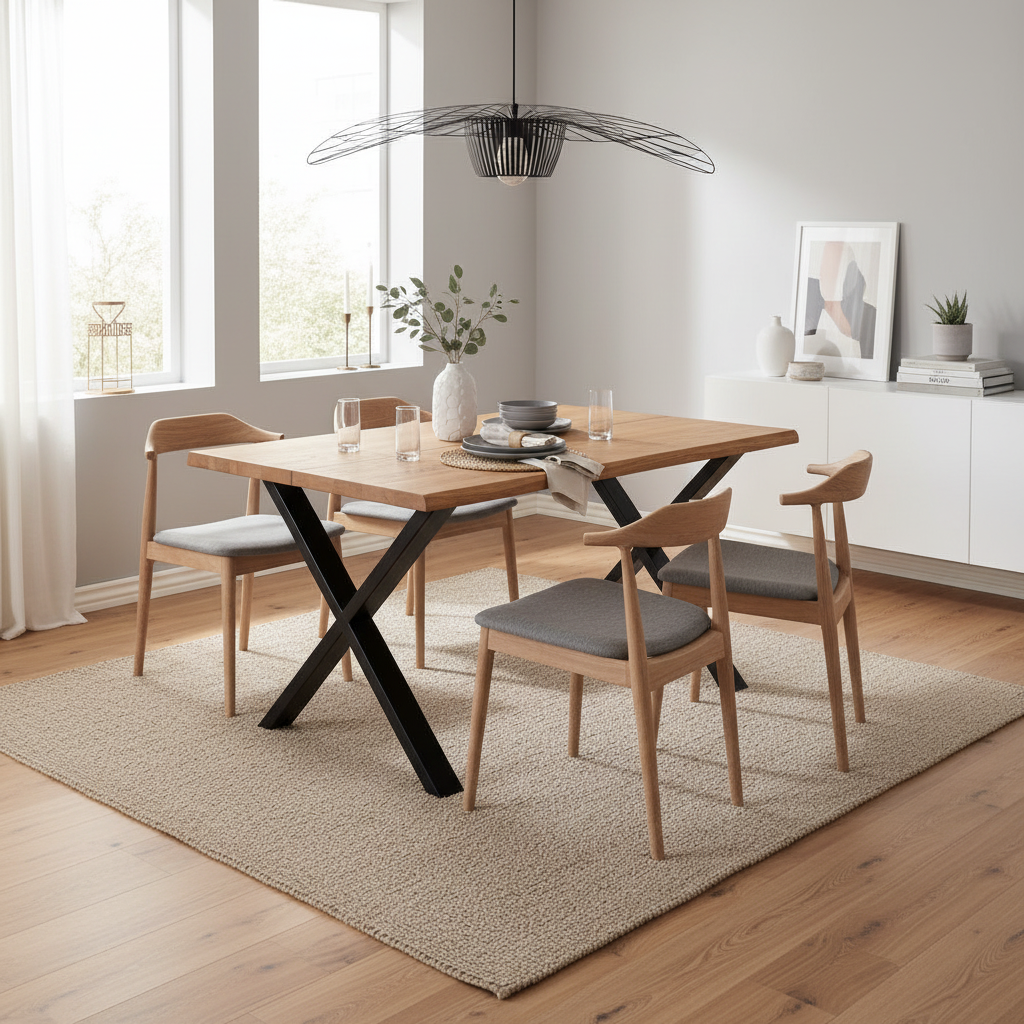 Toulon spisebord i naturfarget eikefinér 140 cm på lys bakgrunn