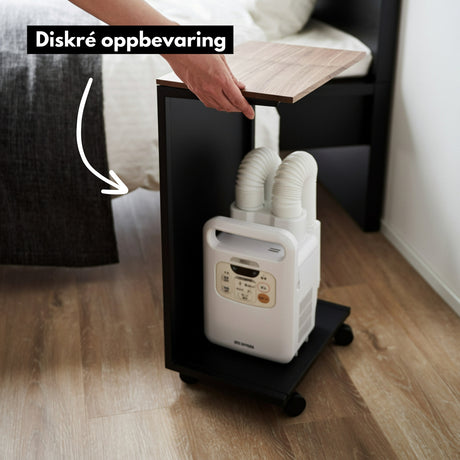 Sidebord med hjul sort 55 x 31 cm