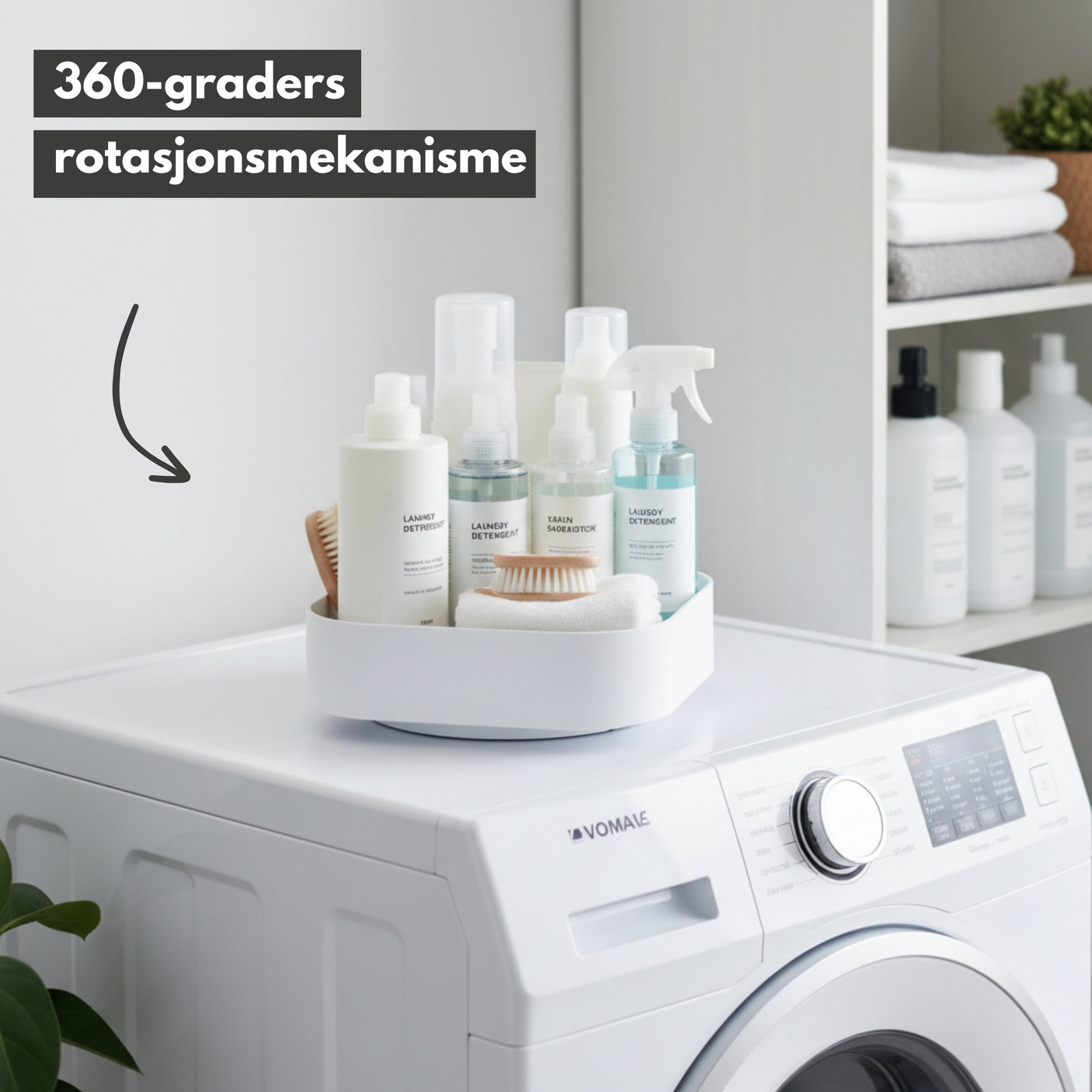 Kvadratisk snurrebrett hvit