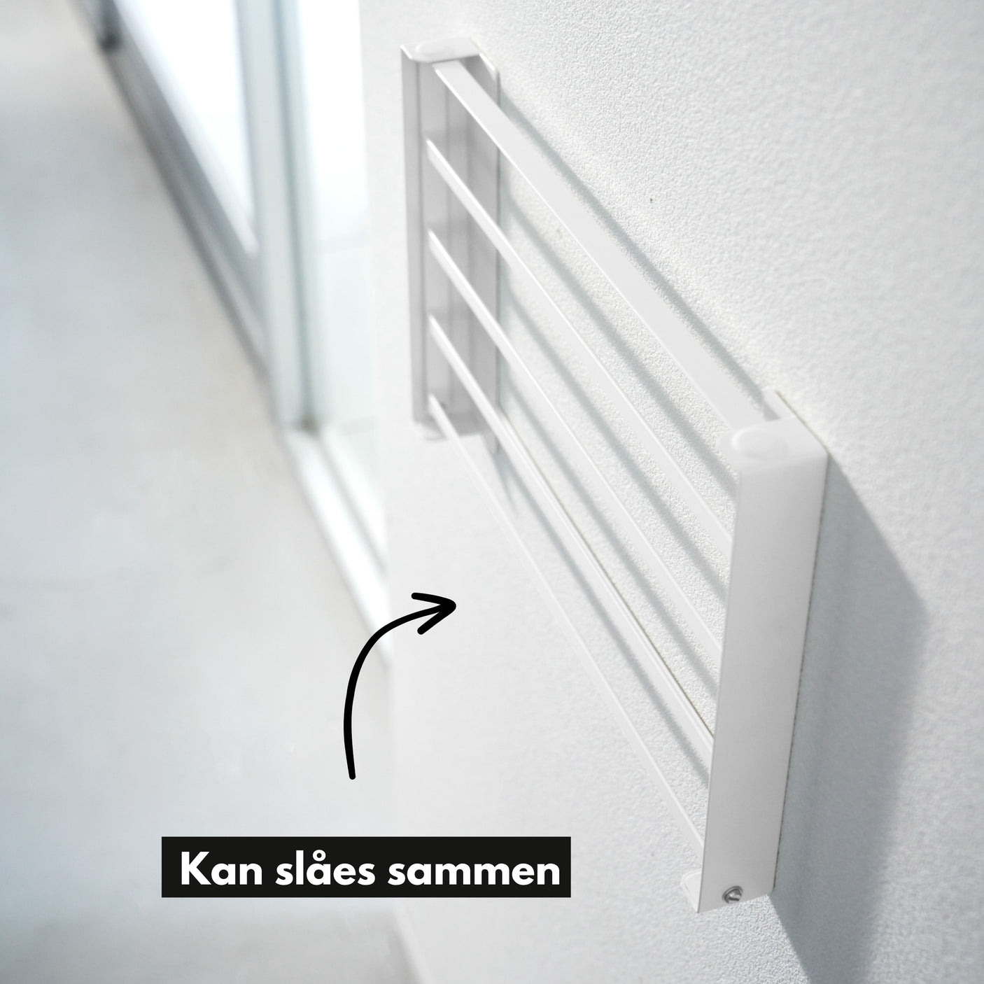 Sammenleggbar tørkestativ til vegg hvit