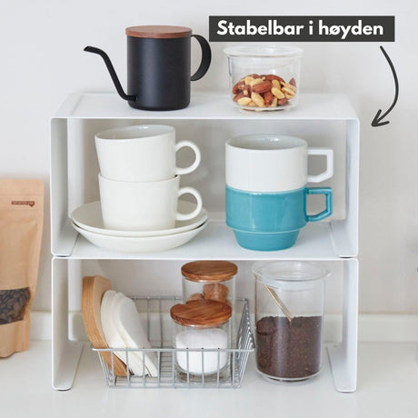 Stabelbar hylle smal hvit 30,5 x 14 cm - Lindas Dekor