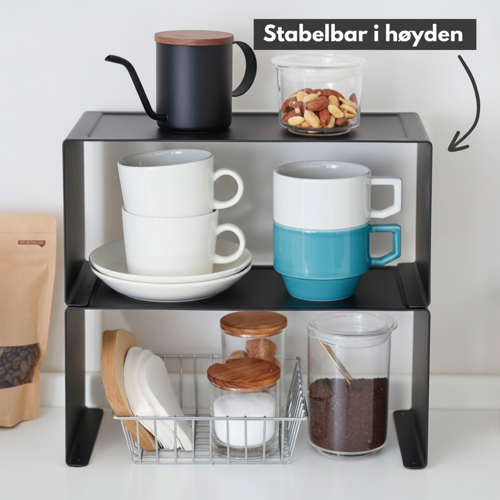 Stabelbar hylle smal sort