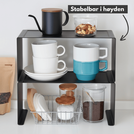 Stabelbar hylle smal sort 30,5 x 14 cm - Lindas Dekor