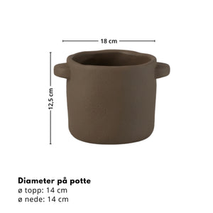 Potte Sement mørk brun liten