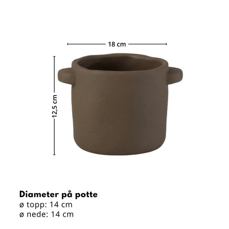 Potte Sement mørk brun liten - Lindas Dekor
