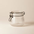 Glasskrukke 500ml med stripet mønster og lufttett lokk 11x11 cm