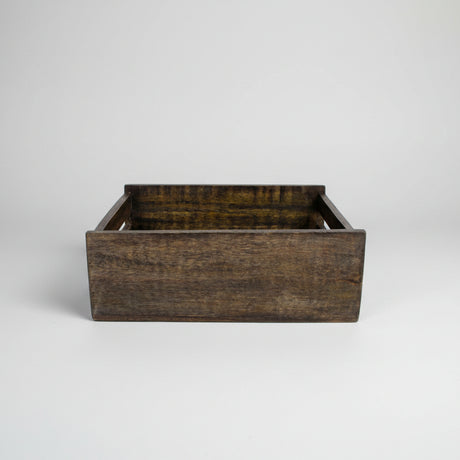 Premium oppbevaringskurv mangotre 31x25 cm - varm sort brunsort finish i nordisk stil