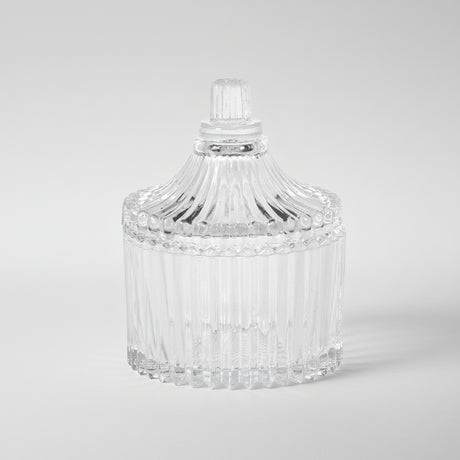 Glasskrukke 80ml med stripet dekor - perfekt til tørrvarer og te