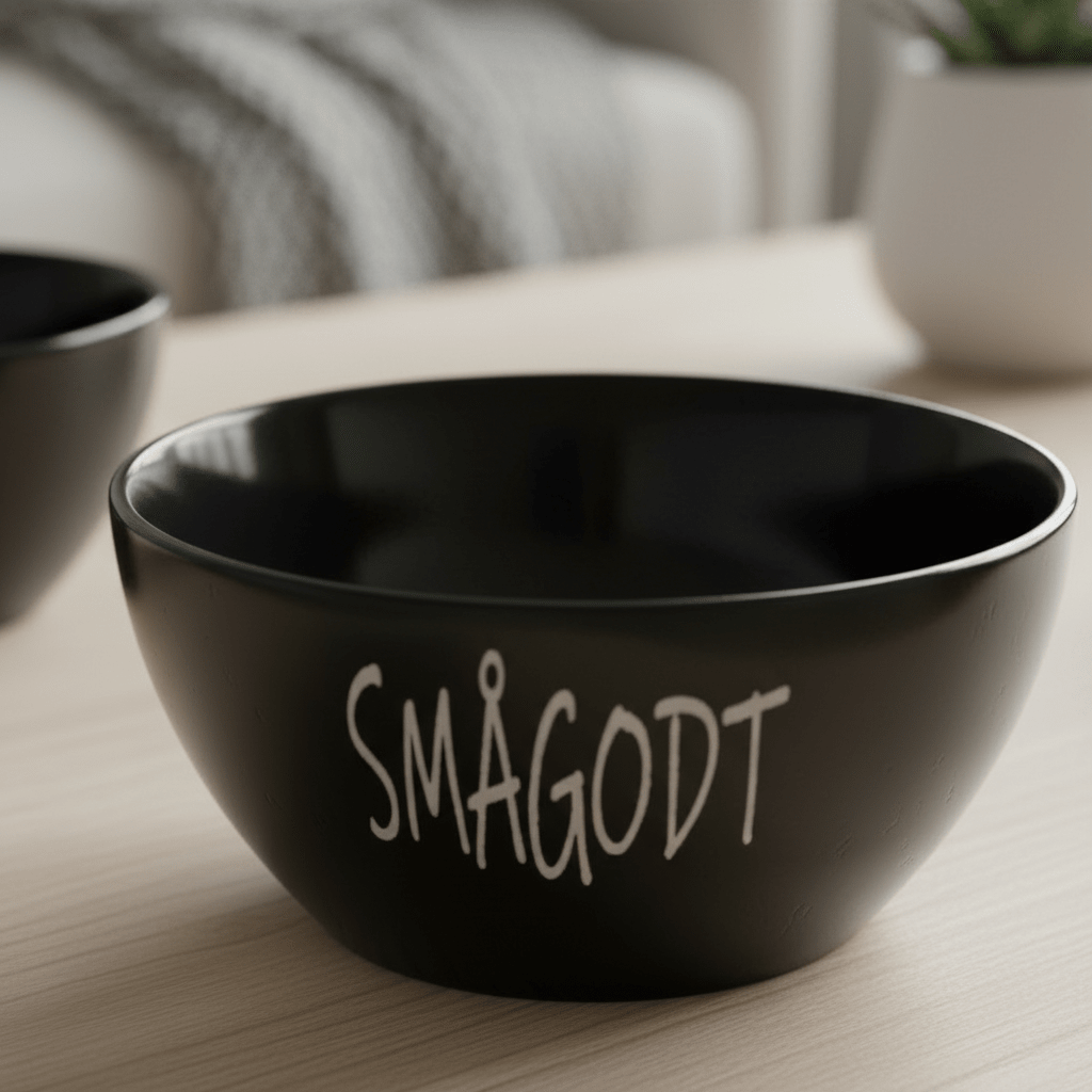 3 - pk Skålsett keramikk sort til godis - Lindas Dekor