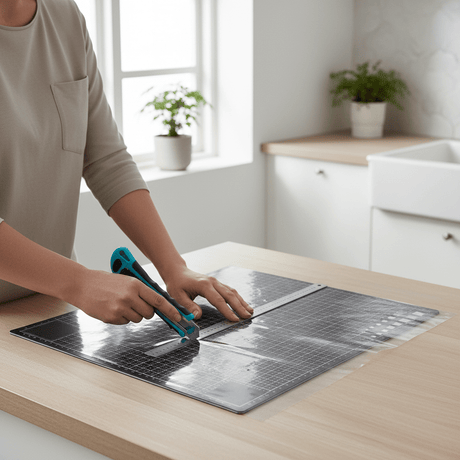 Verktygspaket 3 delar, skärmatta, linjal, verktygskniv, flislegging för hobbybruk