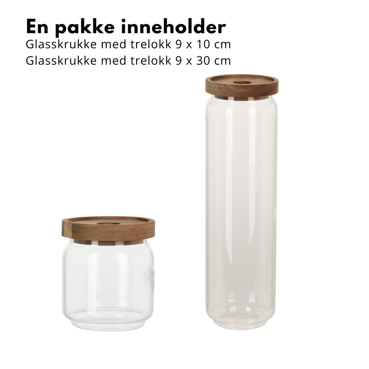2 - pk Glasskrukker med trelokk - Lindas Dekor