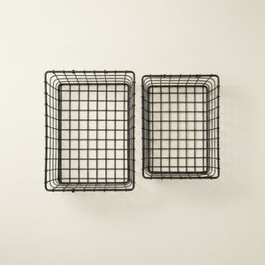 2-pk Trådkurv sort metall