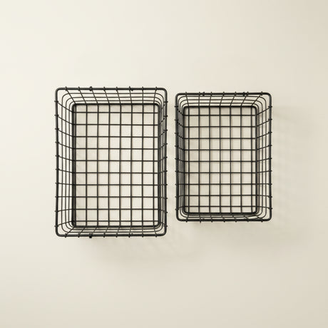 2-pk Trådkurv sort metall