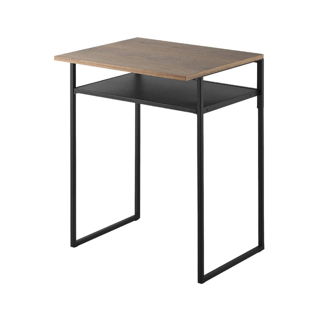 Svart sidebord med treplate og uttrekkbar hylle til stue og hjemmekontor