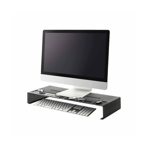 Sort skjermstativ i stål for skrivebord isolert produktbilde