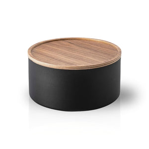 Oppbevaringsboks rund med lokk sort 22 x 11 cm - Lindas Dekor