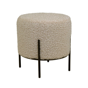 Alford puff i gråbrun teddy med sorte metallben på hvit bakgrunn