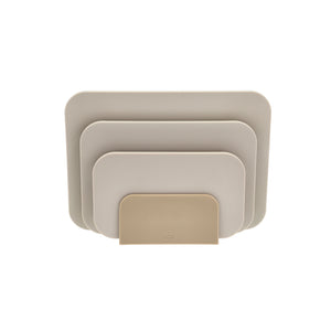 Skjærebrett sett med holder i beige Humus farge til kjøkken