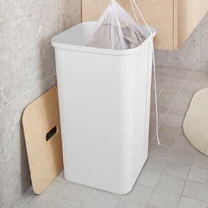 Hvit sorteringsbeholder på 53 liter til plast, papp og pant