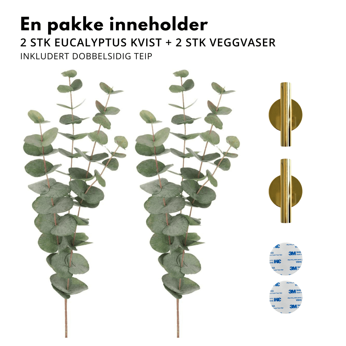Eucalyptus & Manhattan veggvase, gull - Lindas Dekor