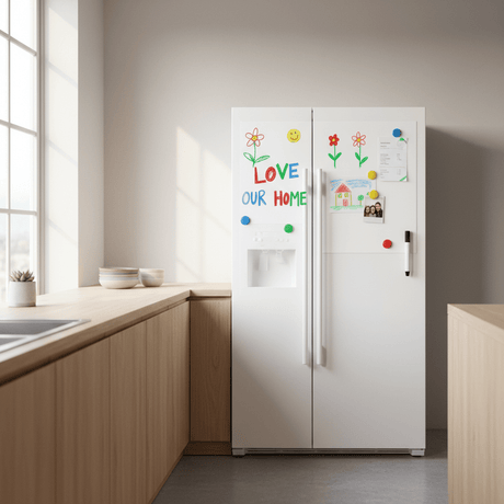 Magnetisk whiteboardfolie 4 magneter + penn 45 x 100 cm - Lindas Dekor