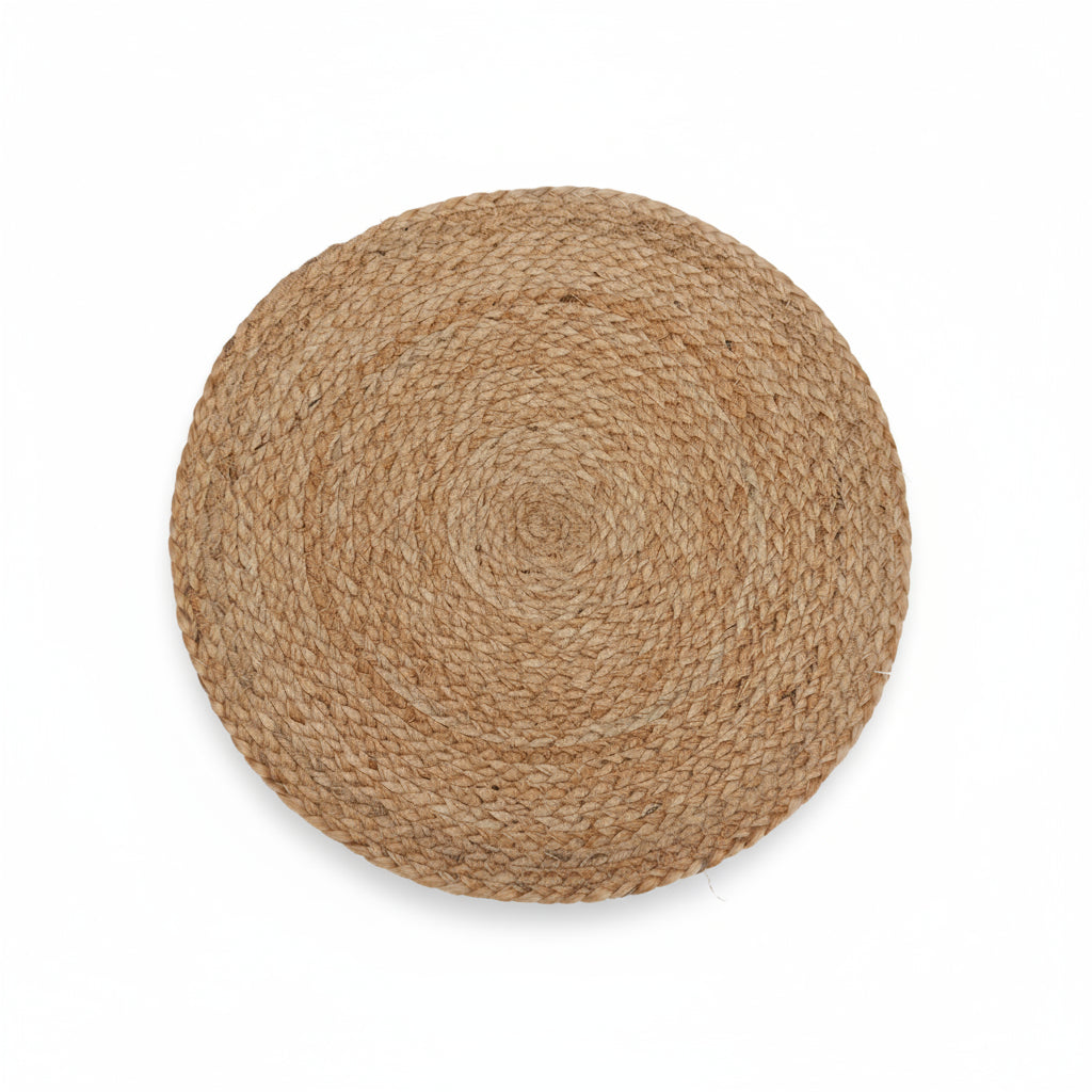rund flettet dekkebrikke i jutefarge 37 cm