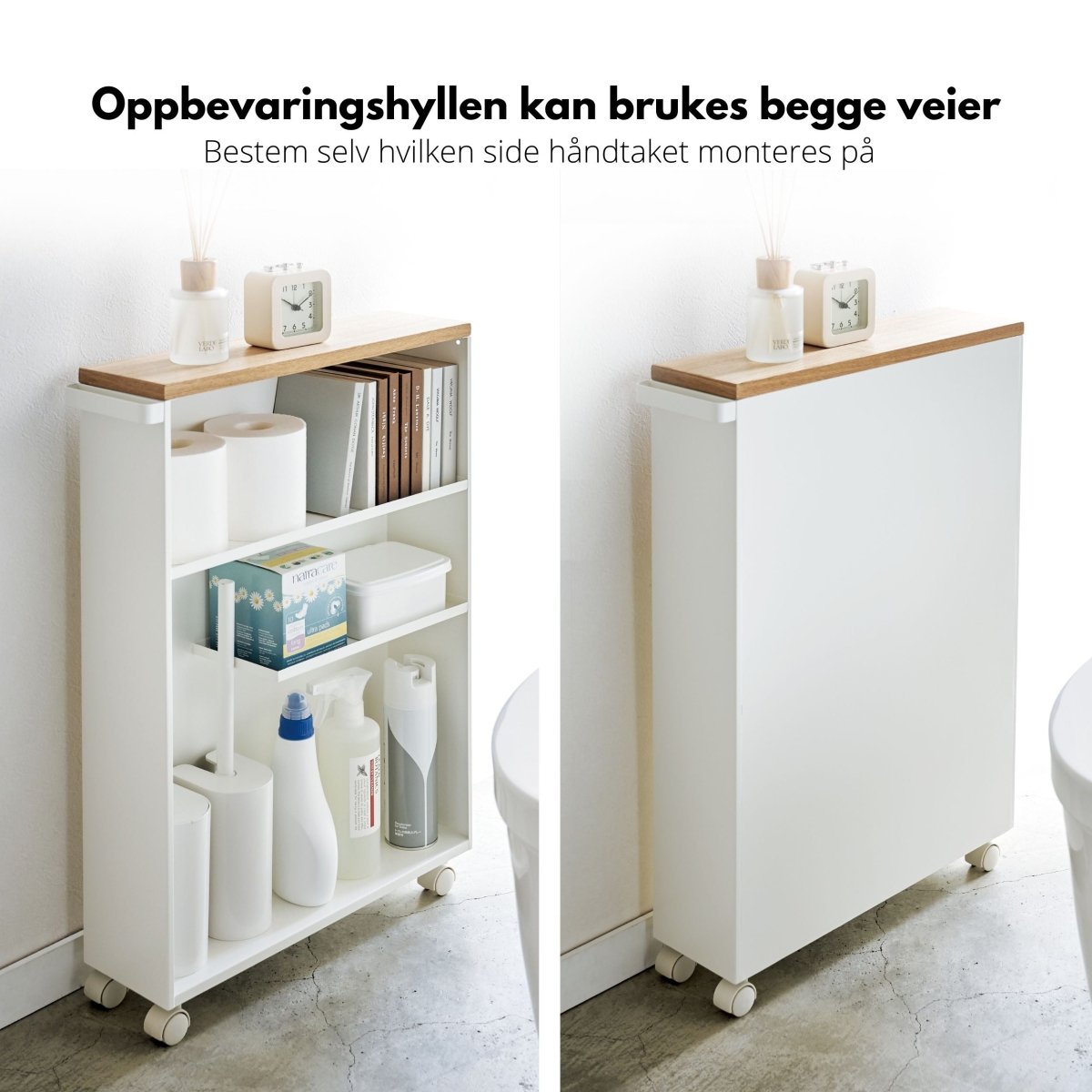 Opbevaringshylde med hjul hvid - Lindas Dekor