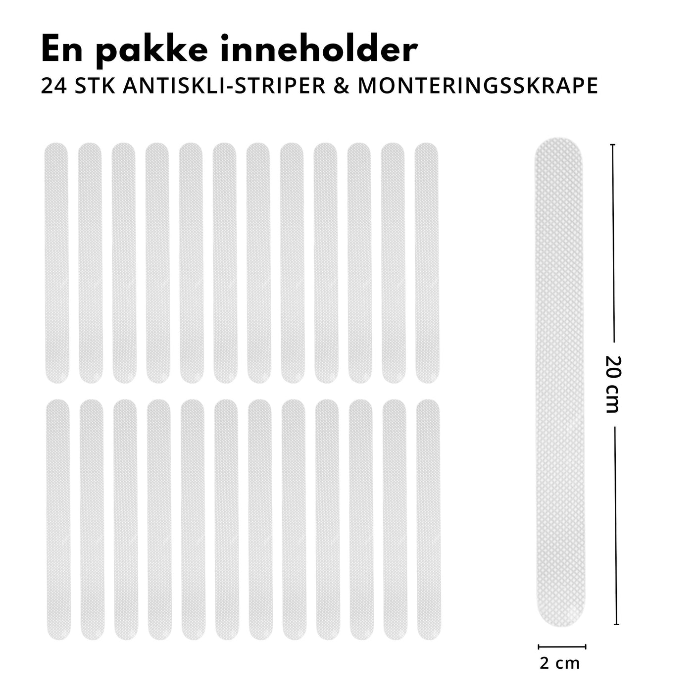 Selvklebende antiskli striper, gjennomsiktig 24-pk