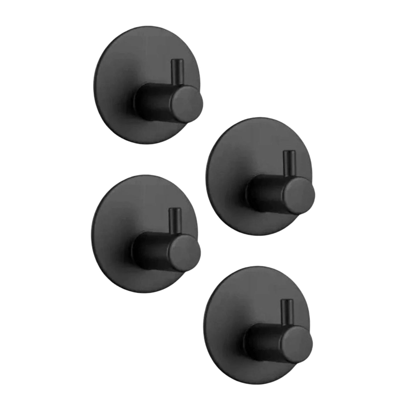 Selvklebende knagg, sort matt 4-pk