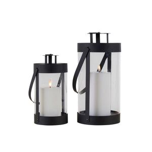 2 - pk Bondi lanterne glass og metall sort - Lindas Dekor