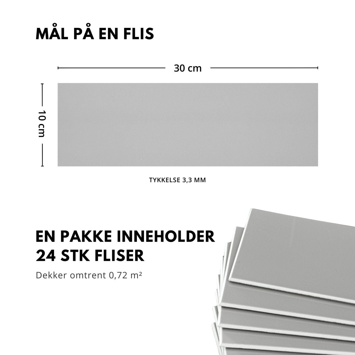 24 - pk Hailey grå selvklebende veggfliser - Lindas Dekor