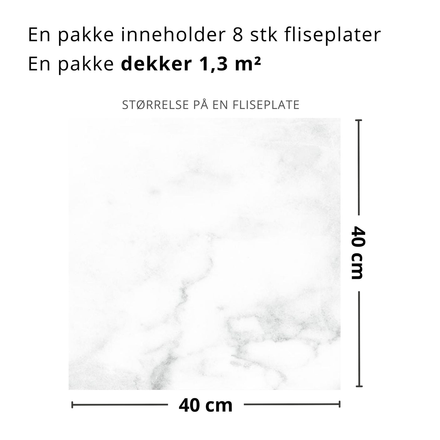 Athena hvit marmor selvklebende fliser
