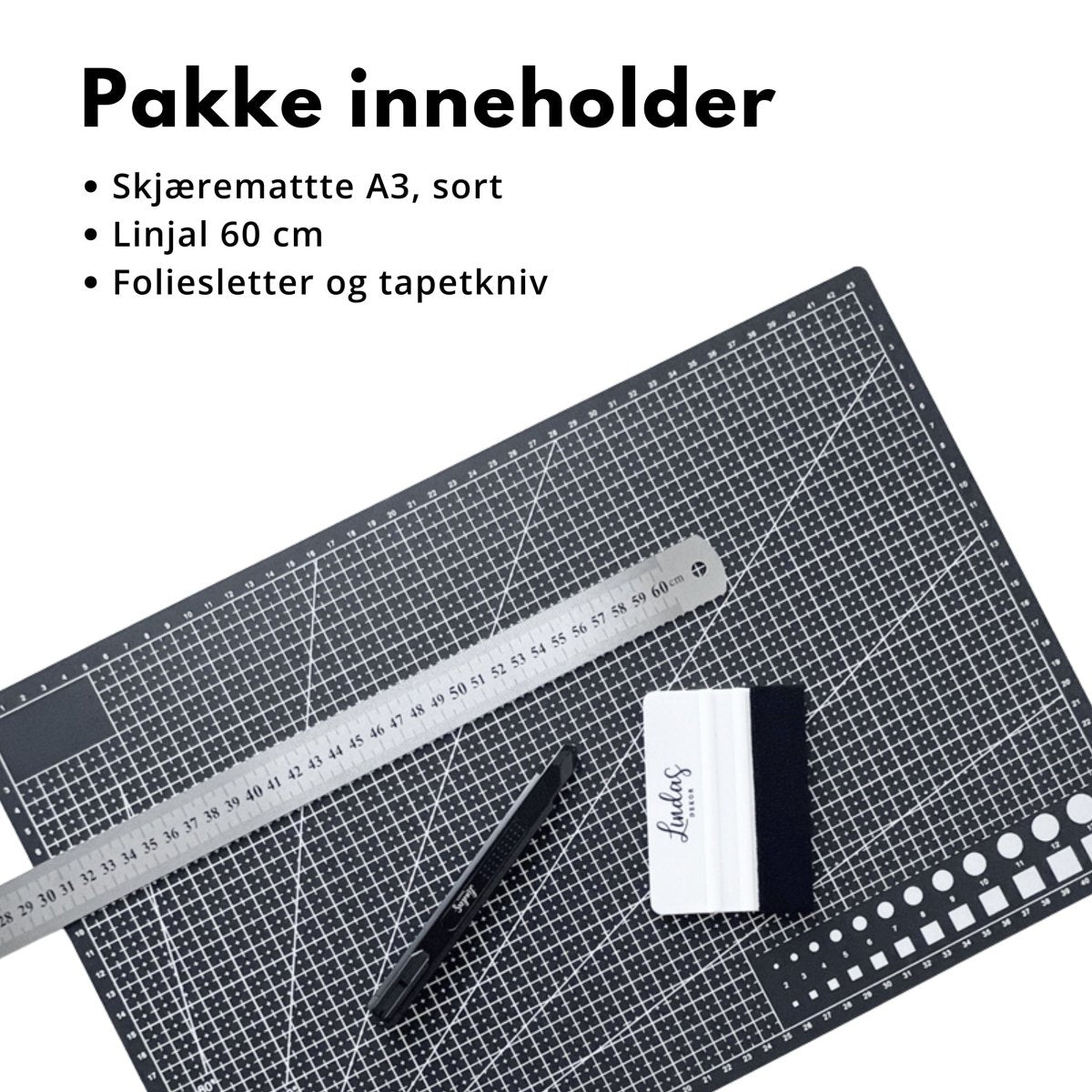 Komplett skärmattpaket med linjal, tapetkniv och folieskärare för kreativa projekt