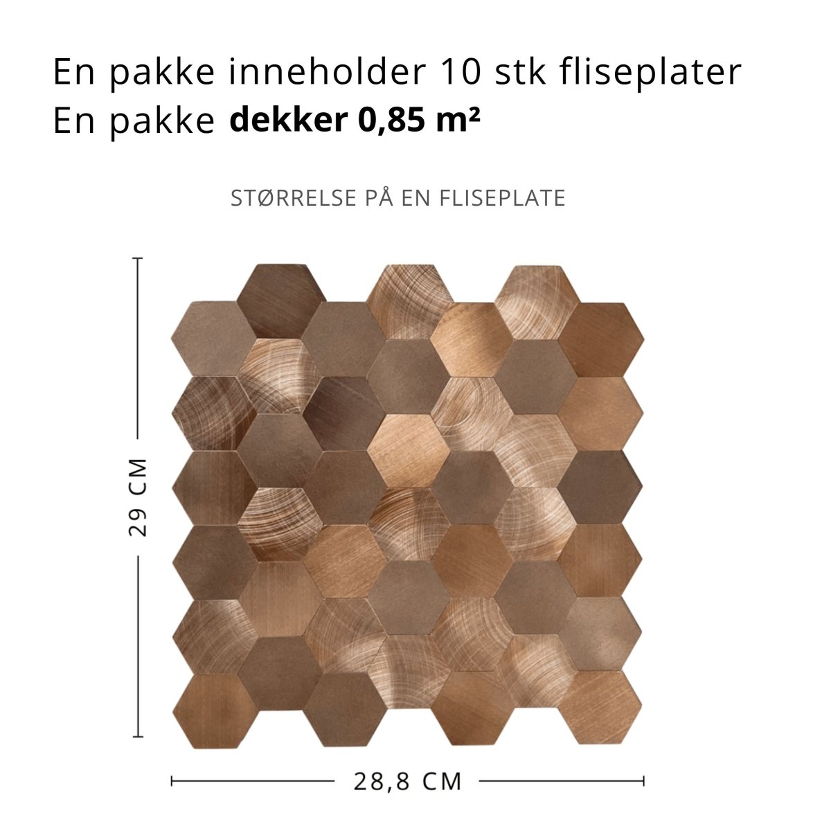 10 - pk Sofie hexagon selvklebende veggfliser - Lindas Dekor