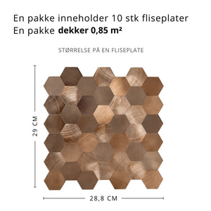 10-pk Sofie hexagon selvklebende veggfliser
