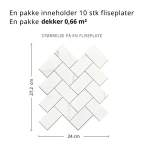 10-pk Stein fiskeben marmor selvklebende veggfliser