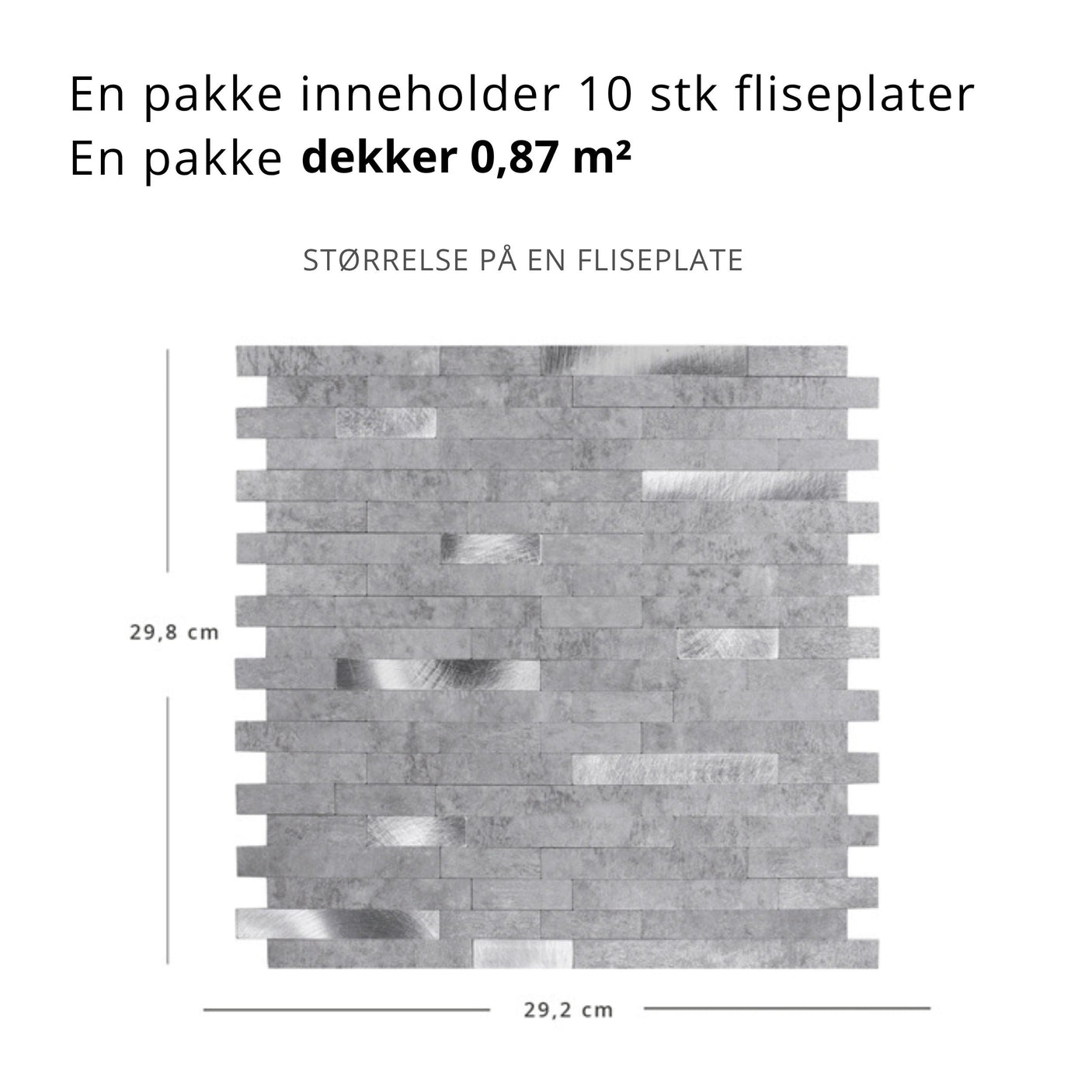 10-pk Stein lys grå selvklebende veggfliser