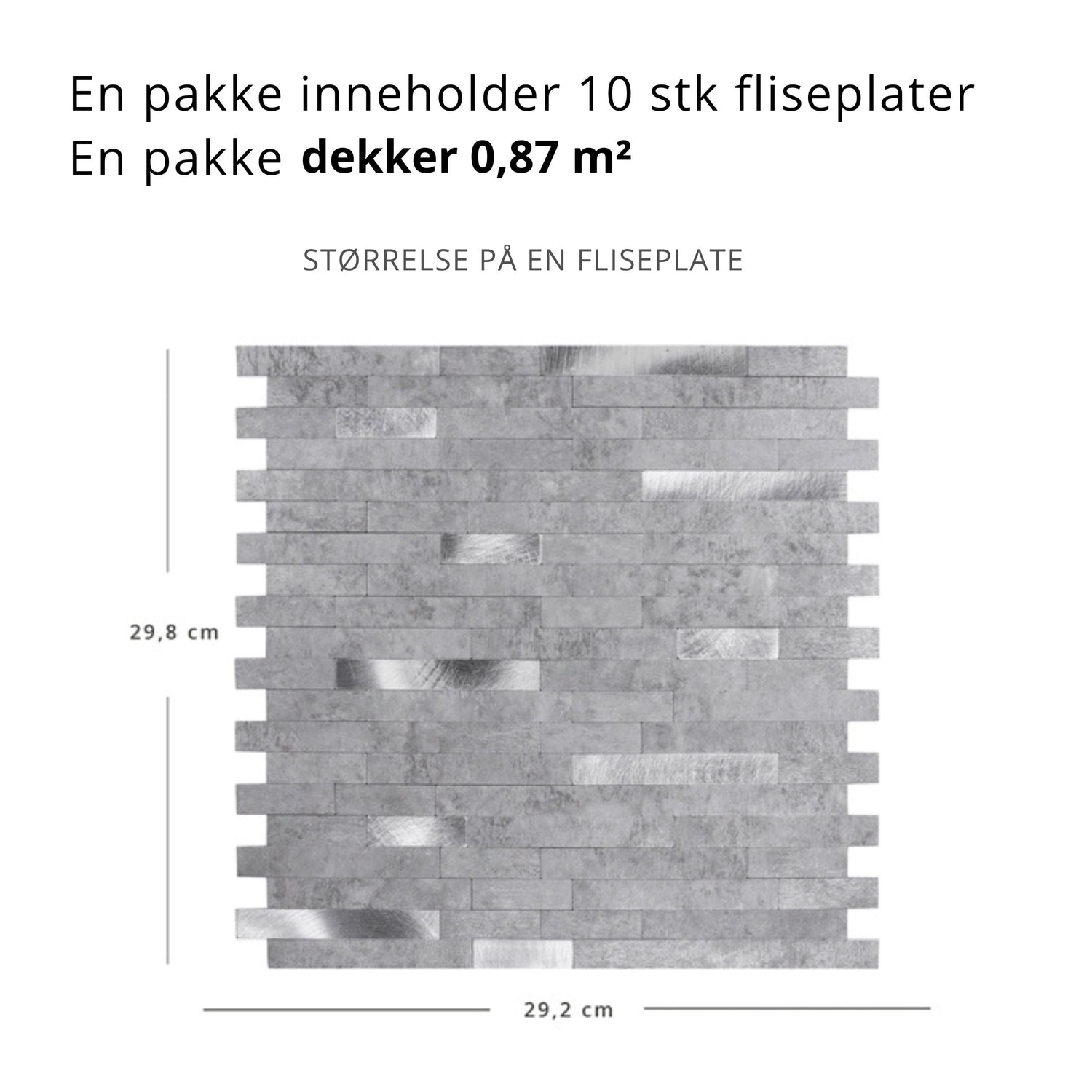 Stein lys grå selvklebende veggfliser med steinstruktur og aluminiumsdetaljer"

