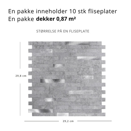 Stein lys grå selvklebende veggfliser med steinstruktur og aluminiumsdetaljer"

