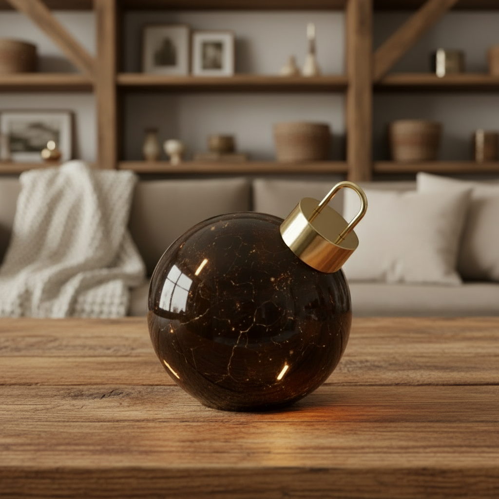 Stor julekule med LED-lys, glass sort